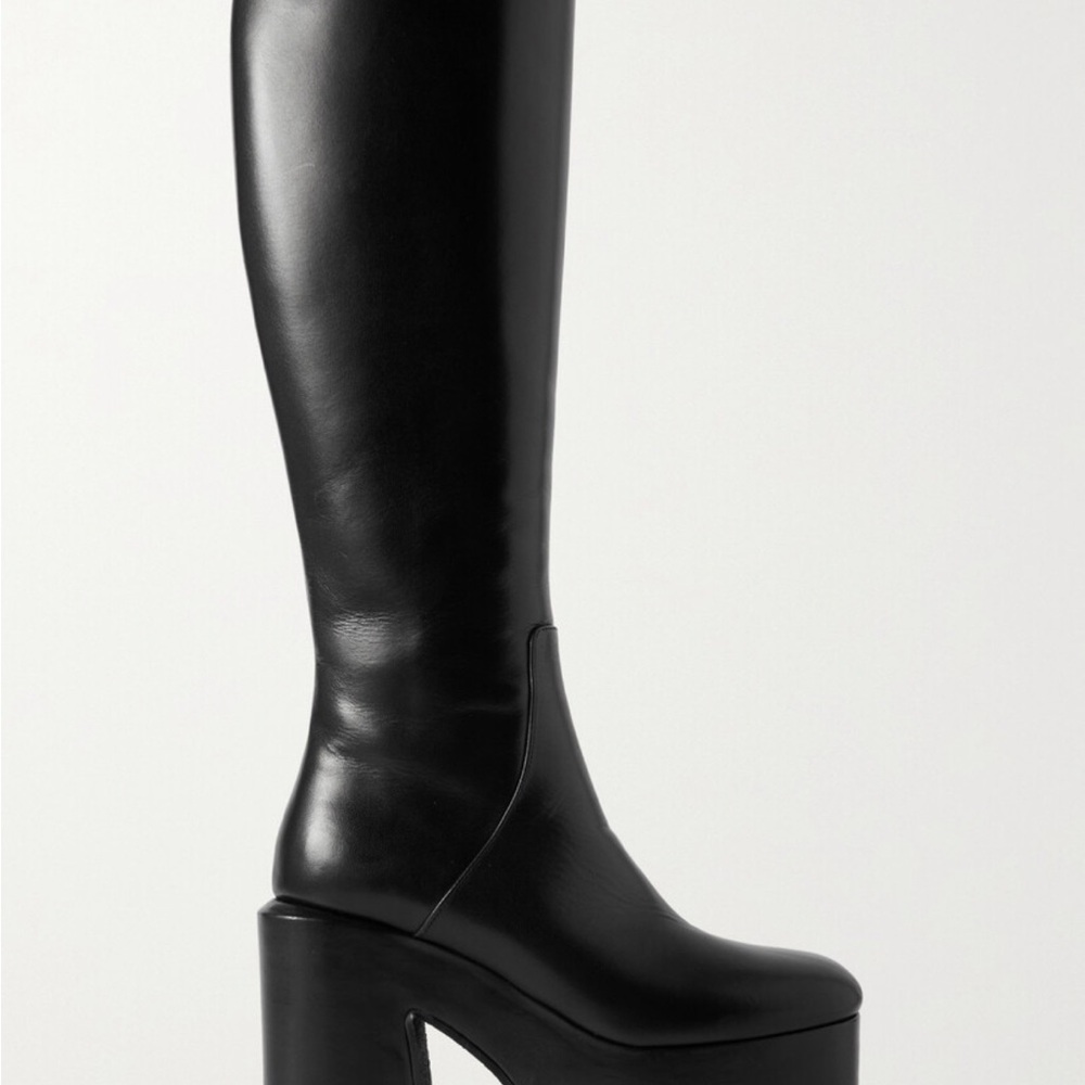 Dries Van Noten Women's Black Leather Platform Boots Size 39 1/2 - Picture 4 of 8